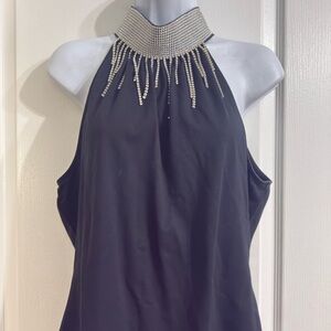 INC International Concepts Black top with Silver Accents